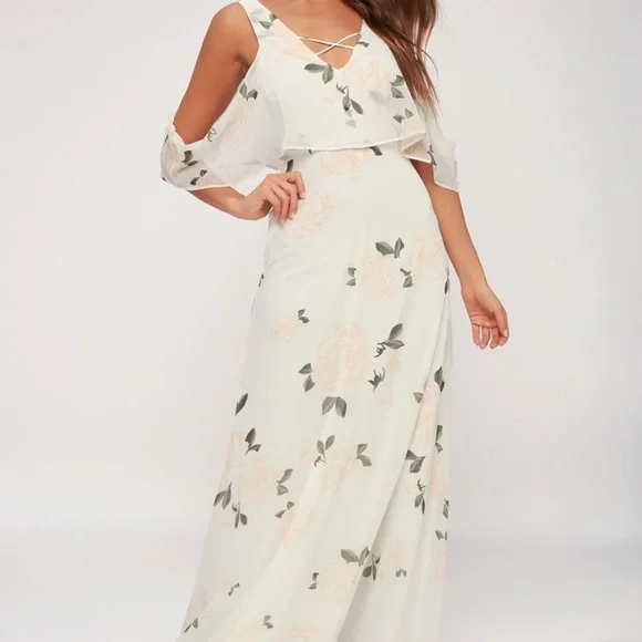 Lulus | Dresses | The Very Thought Of You White Floral Print Maxi Dress |  Poshmark